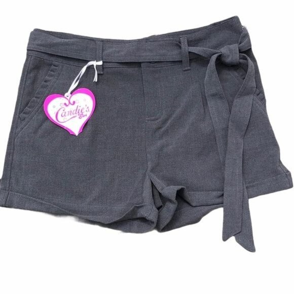 Candie's Girl Gray Belted Shorts Size 16 Polyester/Rayon/Spandex Blend - Picture 1 of 6
